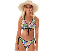 Bikini a triangolo sexy da donna, con laccetto frontale, bacche e fragole, Infradito Cartoon, L