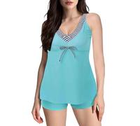 Bikini a vita alta che scorre con stampa topMode e stampa floreale retrò mostrano che siete attraenti ed eleganti. Se vi piace una vestibilità comoda, si prega di scegliere una taglia normale, Blu, L