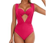 Bikini a vita alta Set da donna Deep V Hard Cup Costume da bagno a due pezzi Push up Coppe imbottite Halter Neck Tie Pantaloni laterali Cinghie regolabili Spiaggia, 04#_rosso, L