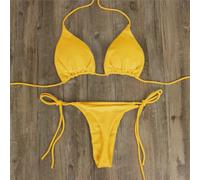 Bikini brasiliano Set Side Tie Beach Wear Rosso Bikini brasiliano | Per morbido tessuto in poliestere, stile benda per la parte superiore, nessun supporto in acciaio, comodo da indossare tutto