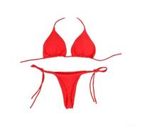 Bikini brasiliano Set Side Tie Beach Wear Rosso Bikini brasiliano | Per morbido tessuto in poliestere, stile benda per la parte superiore, nessun supporto in acciaio, comodo da indossare tutto
