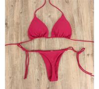 Bikini brasiliano Set Side Tie Beach Wear Rosso Bikini brasiliano | Per morbido tessuto in poliestere, stile benda per la parte superiore, nessun supporto in acciaio, comodo da indossare tutto