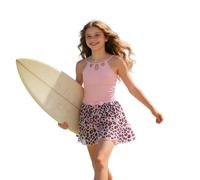Bikini con Gonna per Bambine 7-16 Anni, Fantasia Tropicale, Due Pezzi, Look Carino e Pratico, Perfetto per Estate/A