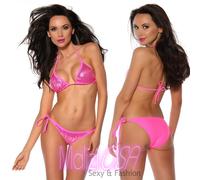 Bikini costume da bagno Rosa triangolo paillettes donna due pezzi Moda Mare Sexy