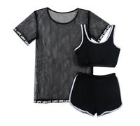 Bikini da Bambina 3 Pezzi - Gonna Surf Costumi Bagno Tinta Unita Stampato Estate Spiaggia Crop Top + Pantaloncini Mare per Bambini Swimwear Spiaggia Swimsuit Beachwear