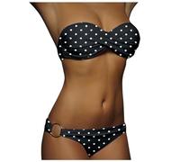 Bikini da donna a righe blu e bianche a righe, costume da bagno push up da donna, scollo a V, triangolo, ampia fascia sotto il seno, lacci, vita media, costume da bagno due pezzi, Nero , S