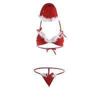 Bikini da donna a tre punti, in velluto dorato, biancheria intima, per le notti festive
