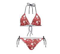 Bikini da donna a vita alta Halter Set due pezzi costumi da bagno Triangolo Bikini Set, Babbo Natale - rosso, M