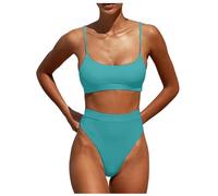 Bikini da donna con allacciatura al collo, push up, bikini push up, costume da bagno in due pezzi, Verde menta, XL