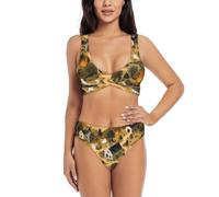 Bikini da donna con incrocio frontale, 2 pezzi, costume da bagno imbottito | Costumi da bagno ad alta elasticità impostati del bikini della città abbandonata della schiena ad asciugatura rapida per la