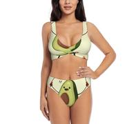 Bikini da donna con incrocio frontale, 2 pezzi, costume da bagno imbottito | Quick Dry U Indietro Avocado Corda Saltare Bikini Set Alta Stretch Costumi Da Bagno Per Spiaggia Piscina Vacanza Festa