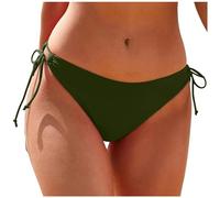 Bikini da donna con lacci, a vita bassa, costume da bagno brasiliano, nero, slip classico, costume da bagno, costume da bagno, costume da bagno da donna, sport, yoga, imbottom, verde militare, L