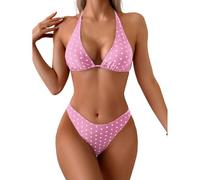 Bikini da donna con pois polka, costume da bagno 2 pezzi, bikini Ren, Colore: rosa., M