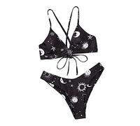 Bikini da donna nero bikini poliestere due pezzi outdoor femminile borat vestito rosso, bianco, M