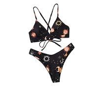 Bikini da donna nero bikini poliestere due pezzi outdoor femminile borat vestito rosso, giallo., S