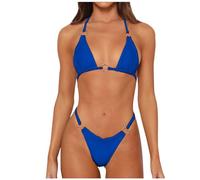 Bikini da donna, set push up, bikini da donna, perizoma, costume da bagno, sexy, rosso, nero, giallo, bikini, tinta unita, allacciatura al collo