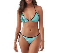 Bikini da donna, sexy, a triangolo, due pezzi, costume da bagno per le donne (ancora in legno con nave), Ancoraggio per navi in legno, L