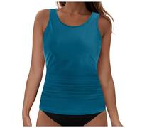 Bikini da donna Two Piece Bathing Suit Double Straps Solid Color Swim Tank Tops Swimwear S 2XL Orologio da uomo, Blu, M