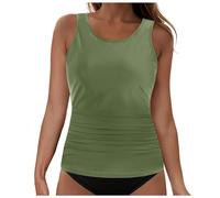 Bikini da donna Two Piece Bathing Suit Double Straps Solid Color Swim Tank Tops Swimwear S 2XL Orologio da uomo, verde militare, XXL