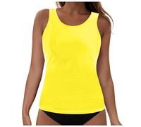 Bikini da donna Two Piece Bathing Suit Double Straps Solid Color Swim Tank Tops Swimwear S 2XL Orologio da uomo, giallo., L