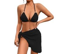 Bikini Donna Costume da Bagno Donna da Spiaggia Women's Swimwear Tankini 2 Piece Normal Swimsuit Backless 2 Piece Printing Adjustable Print Color Costume Bagno XXL D (Black XL)