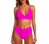 Bikini Donna Costumi da Bagno Bikini Rosso Donna Costume Separato Monocromatico Costume Aderente Moderno per Vacanza in Riva al Mare Canotta Adatto alla Spiaggia
