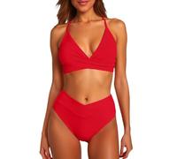 Bikini Donna Costumi da Bagno Bikini Rosso Donna Costume Separato Monocromatico Costume Aderente Moderno per Vacanza in Riva al Mare Canotta Adatto alla Spiaggia