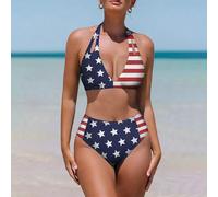 Bikini Donna Due pezzi Culottes Rosso Blu Bianco Bandiera Elegante 66995