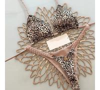Bikini Donna Due Pezzi Mini Micro Perizoma Sgambato Beige Animalier D1D58