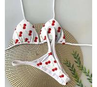 Bikini Donna Due Pezzi Mini Micro Perizoma Sgambato Bianco Rosso 3D1D55