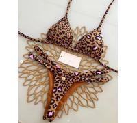 Bikini Donna Due Pezzi Mini Perizoma Sgambato Animalier Beige Micro D1D59