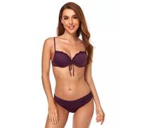 Bikini donna elegante due pezzi triangolo sexy slip sgambato viola coppe 316188