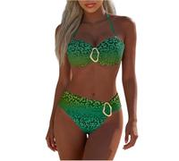 Bikini Donna Mare con Stampa Leopardata Costume da Bagno Due Pezzi Sexy Costumi Top Triangolo Bikinis Set Reggiseno Spiaggia Imbottito Beachwear per Vacanze al Mare, Crociera O Piscina