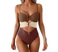 Bikini Donna Mare Curvy Costumi Donna Due Pezzi Lovable Set Mare No Segno Abbronzatura Estivi Addio al Nubilato Costume Push Up Sexy Vestiti Estivo Swimsuit Women caffè XL
