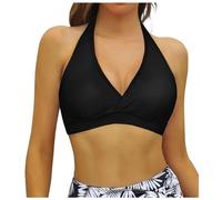 Bikini Donna Top Triangolo Imbottito Reggiseno Scollo a V con Allacciatura al Collo e Supporto Leggero Push Up Bikini Set Imbottito Reggiseno Push up Sportivi Triangolo Sexy Soft Spiaggia Sportivi (L)
