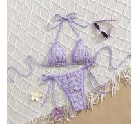 Bikini eleganti e sexy da spiaggia e resort per donne, costumi da bagno in 2 pezzi con ultima tecnologia dei tessuti L,M,S,XL,XSquadri,Motivo strutturatoPoliestere