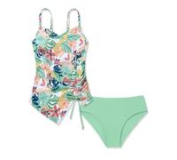 Bikini Estate Costume da bagno a due pezzi per adolescenti, con canotta floreale e coulisse laterale, adatto per bambini dai 7 ai 16 anni., verde, 13-14 anni