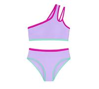 Bikini Monospalla per Bambine 7-16 Anni con Coppa Imbottita e Tinta Unita, Design Elegante per la Spiaggia.