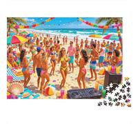 Bikini Party Puzzle 1000 Pezzi Riciclato Paper Tropical Beach Puzzle for Ragazzi e Ragazze dai 6 Anni in Su Gioco Educativo Challenge Fun Family Game 38x26cm/1000pcs