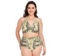 Bikini Plus Size Regolabile Vintage Ocean Barca a vela Mappa dell'oceano Halter Bikini top Controllo Pancia Due Pezzi Costume Da Bagno, Mappa dell'oceano dell'oceano della barca a, XL