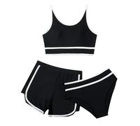 Bikini Ragazza Costume,Costume Tre Pezzi Volant Set Tinta Unita 3 Pezzi Bikini Tuta Estate Spiaggia Bambini Nuoto Costume Comodo Traspirante Bikini Set per Ragazze 5-14 Anni