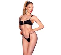 Bikini Raso Nero Chilirose CR 4668 Ferretto a V Regolabile Mare S M L