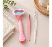 Bikini Rasoio Set Viola Tre Pezzi con Rasoio Sopracciglia e Forbici | Il kit compatto e portatile copre la linea bikini, la rasatura delle gambe e delle ascelle oltre alla modellatura delle