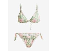 Bikini Roxy Marinha Hibiscus Daze Elongated Tri verde rosa donna - L