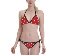 Bikini Set Donna Due Pezzi Big White DOT Print Costumi da Mare Moda Coulisse Bikinis Imbottito Reggiseno