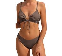 Bikini Set per Le Donne Due Pezzi Costumi da Bagno A Vita Alta Taglio Cravatta Anteriore Sfacciato Incrociato Halter Costume da Bagno, Grigio, M