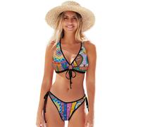 Bikini sexy a triangolo, da donna, con giraffa astratta, cravatta frontale, top regolabile a forma di cuore e fondo sfacciato, Boho Gufo Colorato, XL