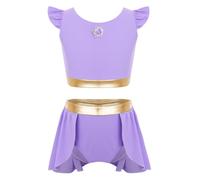 Bikini Tankini Set Bambine Bimbi Uomo E Donna Costumi Spiaggia in Stile Arabo Bikini Top E Sarong Costumi Spiaggia Due Pezzi Lavanda 11-12 Anni