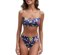Bikini top triangolo marrone con costume da bagno da donna bikini donna bustier, Blu marino, M