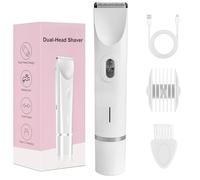 Bikini Trimmer rasoio intimo impermeabile da donna in bianco - 2 in 1 Dual Head Shaver con ricarica USB-C, rasoio elettrico da donna per faccia/gambe/braccia, facile da pulire IPX7
